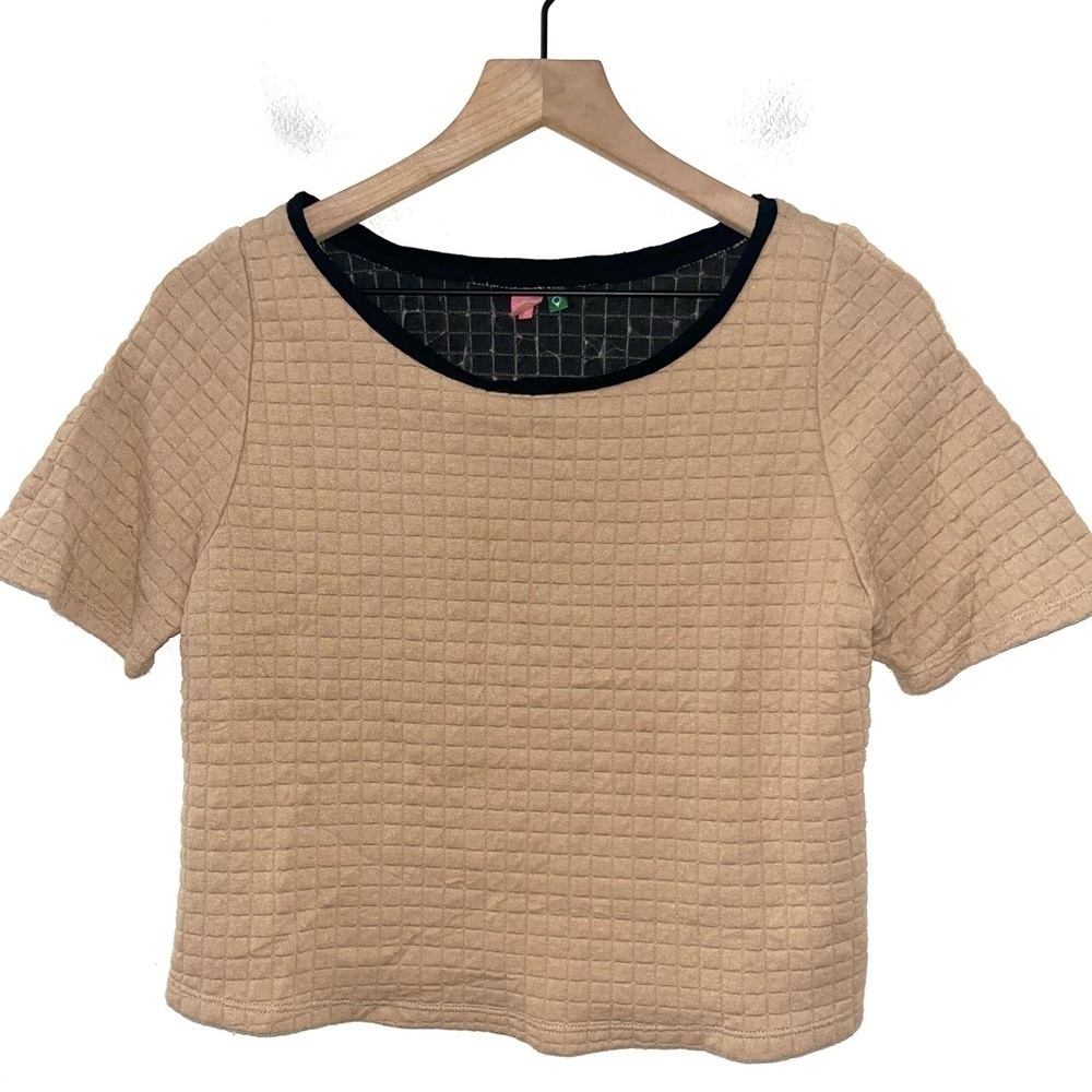 FARM RIO Waffle Texture Caramel Brown Crop Top Size Small